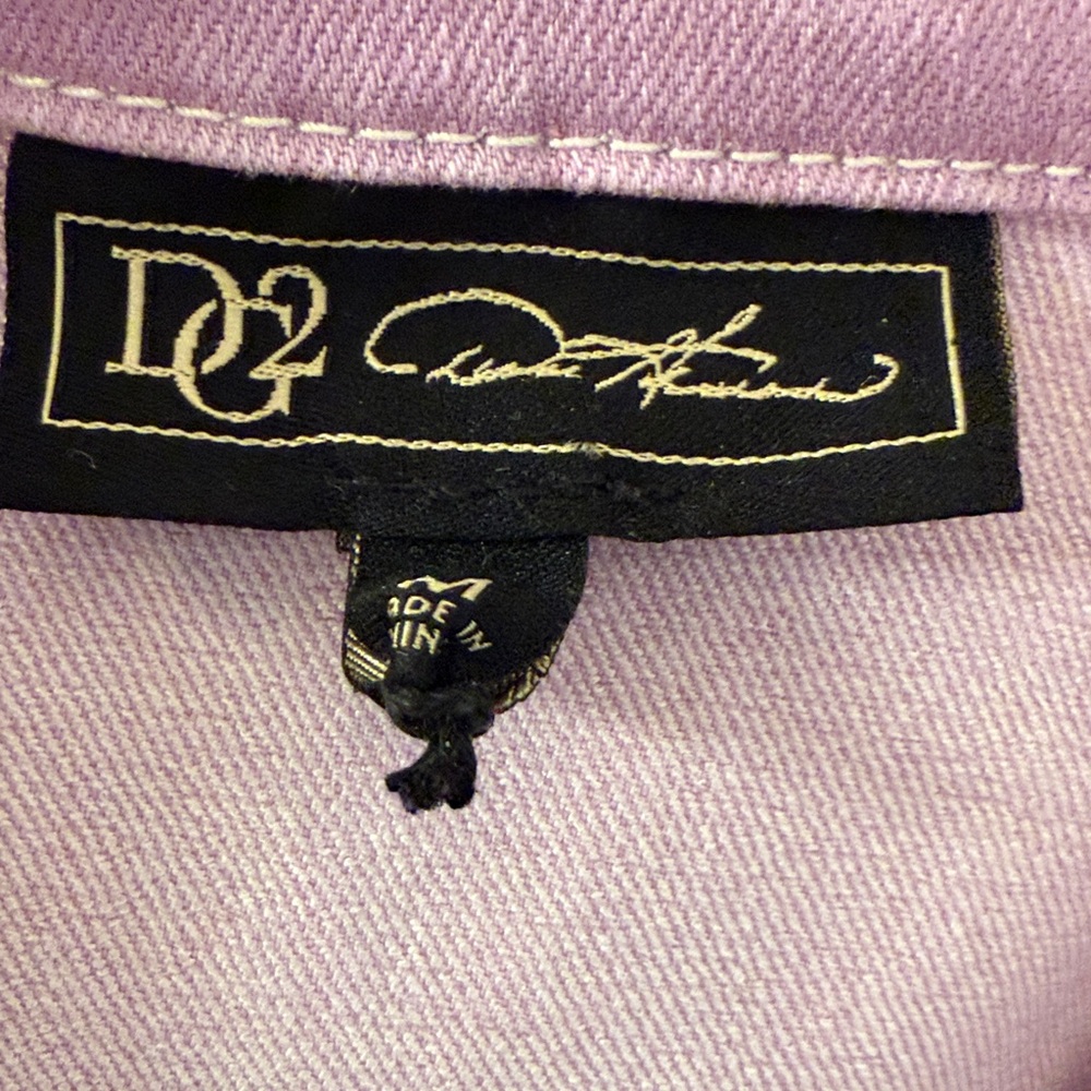 DG2 Diane Gilman Purple Button Down Denim Jacket Ruffled Hem - Picture 10 of 10